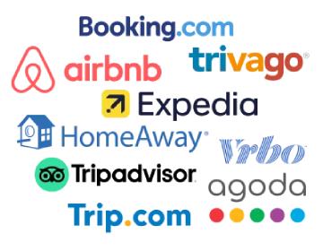 Booking, Agoda, Locasun, Google, Airbnb